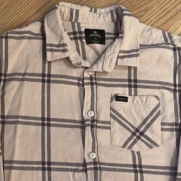 Boys Rip Curl Flannel shirt, size 14 L in beige - Picture 3 of 10